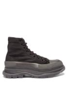 Alexander Mcqueen - Tread Slick High-top Chunky-sole Canvas Trainers - Mens - Black Multi