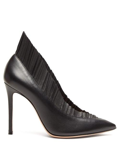Matchesfashion.com Gianvito Rossi - Gianvito 105 Pleated Trim Leather Pumps - Womens - Black