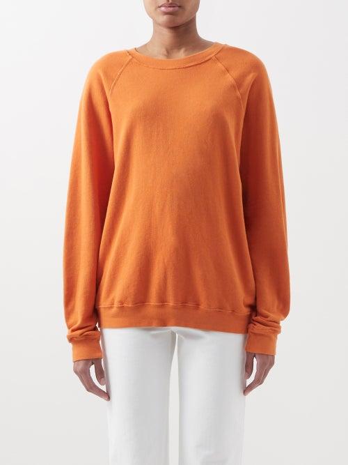 Les Tien - Crew-neck Brushed-back Cotton Sweatshirt - Womens - Orange