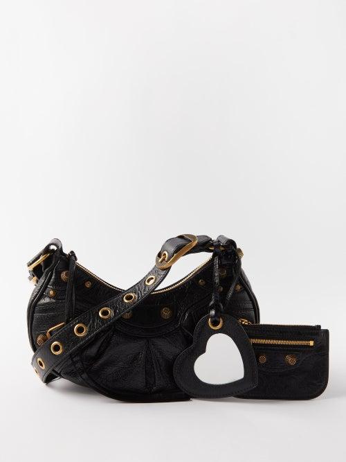 Balenciaga - Le Cagole Xs Crackled-effect Leather Shoulder Bag - Womens - Black