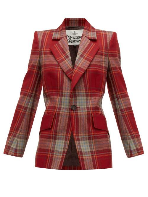 Matchesfashion.com Vivienne Westwood - Lou Lou Single Breasted Tartan Wool Jacket - Womens - Red Multi