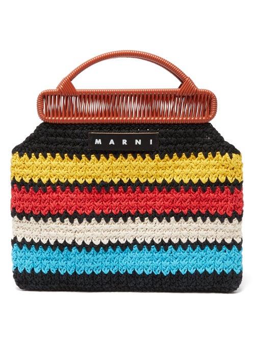 Marni Market - Hand-woven & Crochet Handbag - Womens - Multi Stripe
