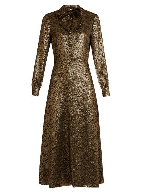 Saint Laurent Silk And Lurex-blend Floral-jacquard Maxi Dress