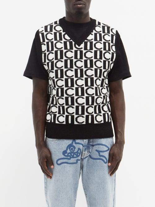 Icecream - Monogram Sleeveless Sweater - Mens - Black