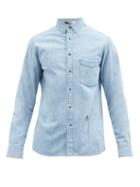 Isabel Marant - Lako P Embroidered-logo Washed-denim Shirt - Mens - Light Blue