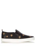 Gucci Bee And Star-embroidered Slip-on Leather Trainers