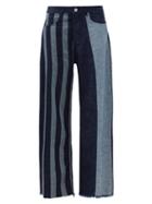 Matchesfashion.com Marques'almeida - Patchwork Striped Wide-leg Jeans - Womens - Denim