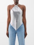 Paco Rabanne - Backless Chainmail Halterneck Top - Womens - Silver