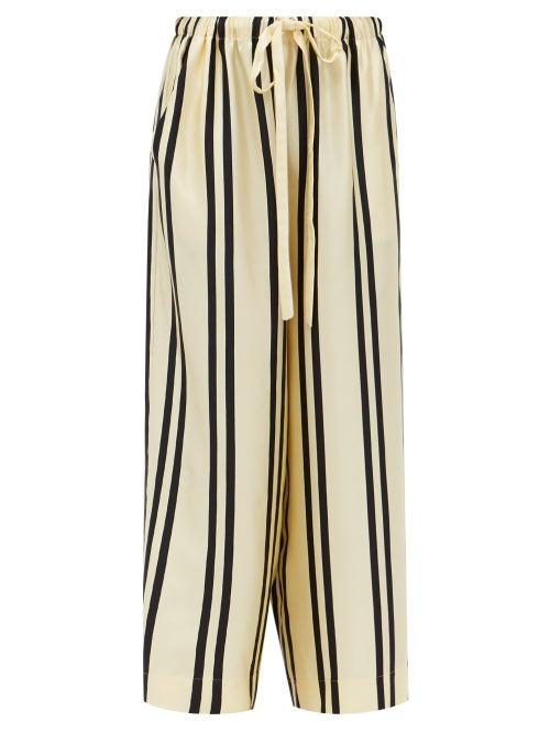 Khaite - Phoebe Striped Silk-charmeuse Trousers - Womens - Cream Navy