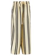 Khaite - Phoebe Striped Silk-charmeuse Trousers - Womens - Cream Navy