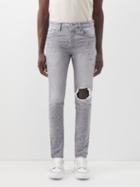 Purple Brand - P001 Distressed Painted Slim-leg Jeans - Mens - Grey