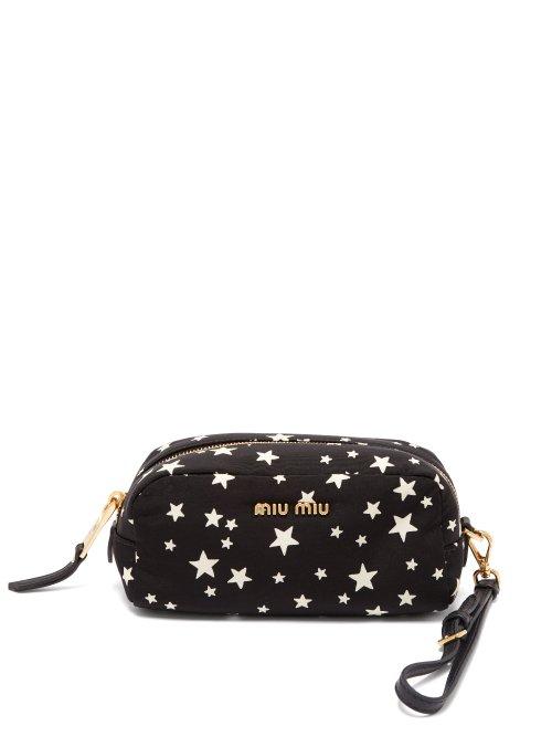 Matchesfashion.com Miu Miu - Faille Star Print Pouch - Womens - Black Multi