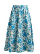 Matchesfashion.com By Walid - Daisy Floral Print Cotton Canvas Midi Skirt - Womens - Blue Print