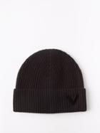 Valentino - V-logo Ribbed-cashmere Beanie Hat - Womens - Black