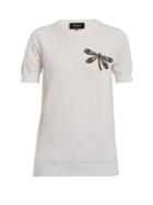 Rochas Dragonfly-appliqu Cotton-knit Top