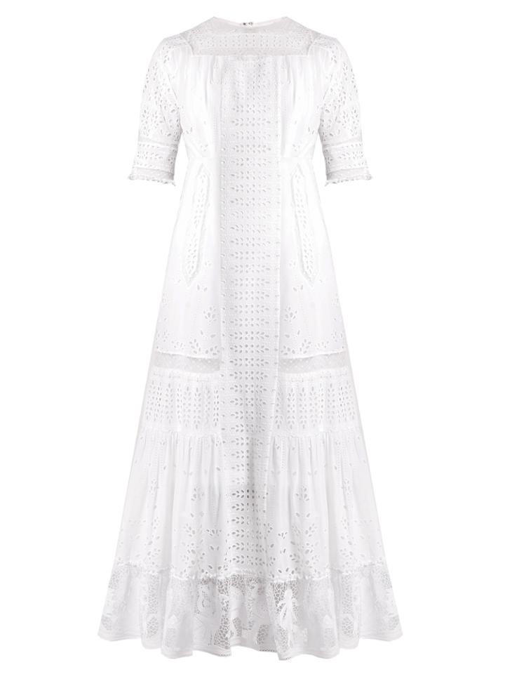 Loewe Lace-insert Broderie-anglaise Cotton Dress
