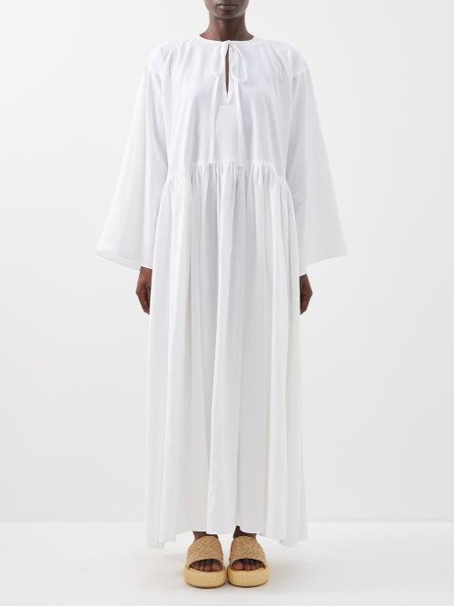 Les Vacances D'irina - Pina V-neckline Cotton Dress - Womens - White