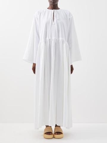 Les Vacances D'irina - Pina V-neckline Cotton Dress - Womens - White