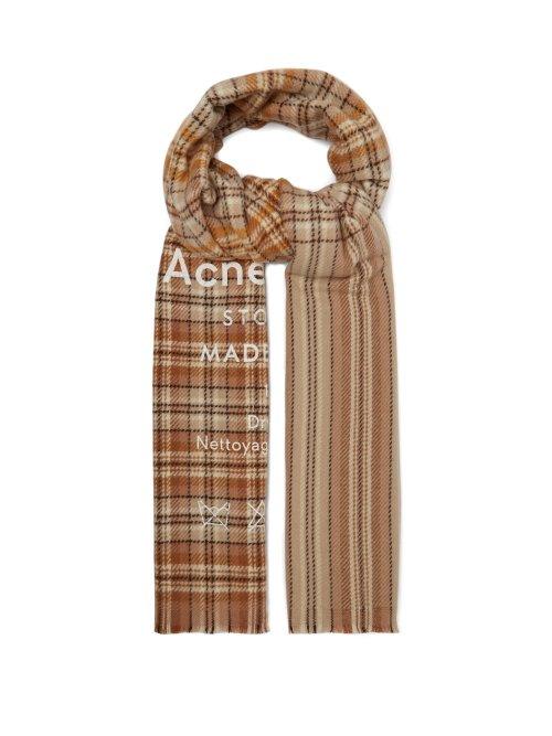 Matchesfashion.com Acne Studios - Cassiar Check Oversized Wool Scarf - Mens - Beige