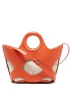 Hereu - Onada Cutout Leather And Canvas Tote Bag - Womens - Orange Multi