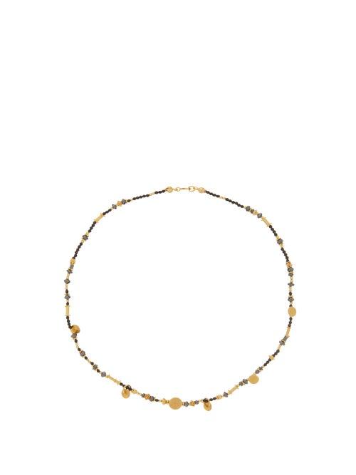 Matchesfashion.com Katerina Makriyianni - Onyx And Gold-vermeil Beaded Necklace - Womens - Black Gold