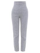 Matchesfashion.com Alexandre Vauthier - Houndstooth Cotton-blend High-rise Trousers - Womens - Navy White