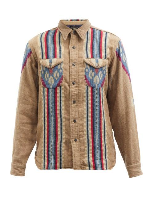 Matchesfashion.com Rrl - Geometric-jacquard Cotton Shirt - Mens - Brown Multi