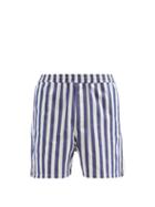 Matchesfashion.com L.e.j - Elasticated-waist Striped Selvedge-denim Shorts - Mens - Blue Multi