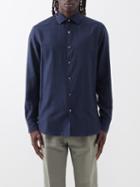 Zegna - Cashco Spread-collar Cotton-blend Twill Shirt - Mens - Blue