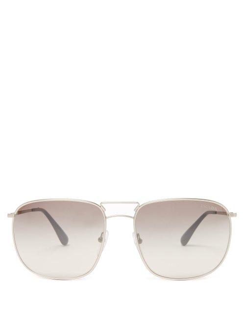 Matchesfashion.com Prada Eyewear - Aviator Frame Metal Sunglasses - Mens - Silver