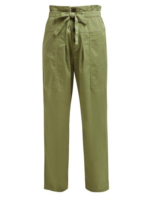 Matchesfashion.com Sea - Tula Paperbag Waist Cotton Blend Trousers - Womens - Khaki