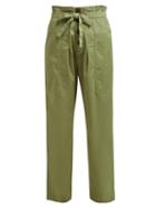 Matchesfashion.com Sea - Tula Paperbag Waist Cotton Blend Trousers - Womens - Khaki