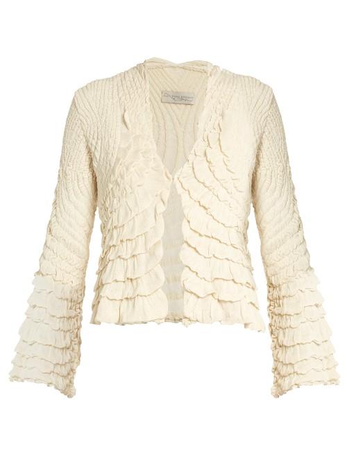 Alex Gore Browne Ruffle V-neck Silk Jacket