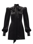 Matchesfashion.com The Vampire's Wife - The Mini Mayhem Pussy-bow Silk-satin Dress - Womens - Black