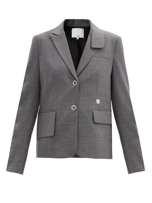 Matchesfashion.com Tibi - Auguste Single-breasted Checked Jacket - Womens - Grey