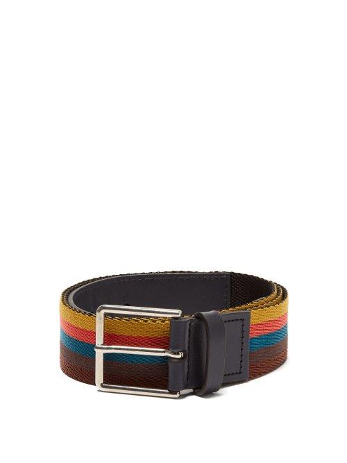Matchesfashion.com Paul Smith - Bright Stripe Webbing And Leather Belt - Mens - Multi