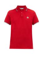 Matchesfashion.com Moncler - Embroidered Logo Cotton Piqu Polo Shirt - Mens - Red