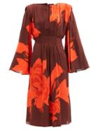 Matchesfashion.com Johanna Ortiz - A Secret Place Floral-print Silk Midi Dress - Womens - Brown Multi