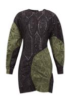 Matchesfashion.com Ganni - Broderie Anglaise Cotton Mini Dress - Womens - Khaki