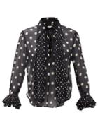 Matchesfashion.com Khaite - Nia Pussy-bow Polka-dot Silk Blouse - Womens - Black White