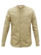 Matchesfashion.com Caruso - Collarless Cotton-poplin Shirt - Mens - Beige