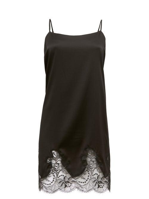 Ladies Lingerie Fleur Of England - Signature Lace-trimmed Silk-blend Slip Dress - Womens - Black