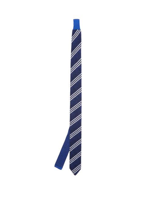Matchesfashion.com Missoni - Striped Wool Blend Tie - Mens - Blue White