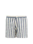 Ladies Beachwear Marrakshi Life - Striped Cotton-blend Shorts - Womens - Blue Stripe