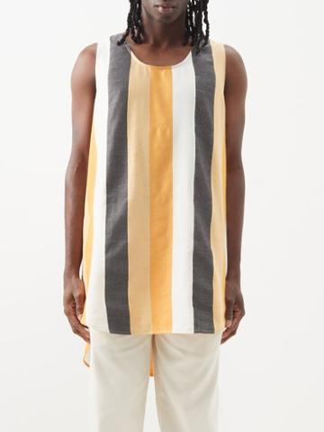 Marrakshi Life - Elongated-hem Striped Cotton Tank Top - Mens - Multi