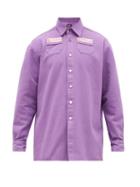 Matchesfashion.com Raf Simons - Logo-embroidered Denim Shirt - Mens - Purple