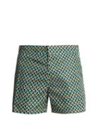 Matchesfashion.com Prada - Geometric Print Swim Shorts - Mens - Beige Multi