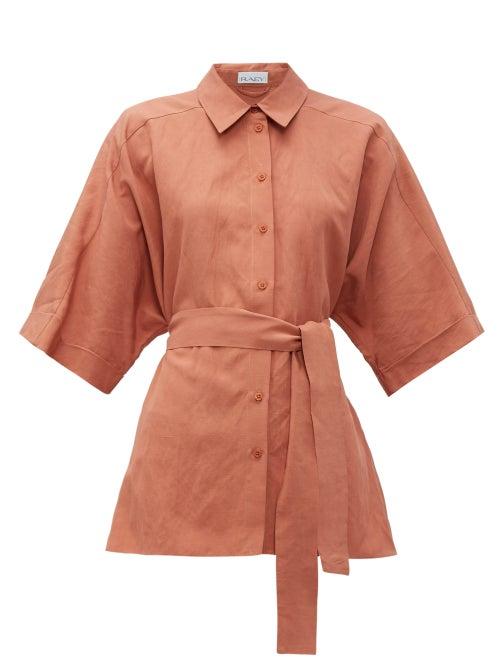 Matchesfashion.com Raey - Dolman Sleeve Silk Blend Shirt - Womens - Bronze