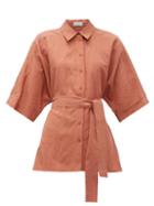 Matchesfashion.com Raey - Dolman Sleeve Silk Blend Shirt - Womens - Bronze