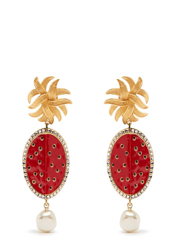 Dolce & Gabbana Watermelon And Faux-pearl Clip-on Earrings